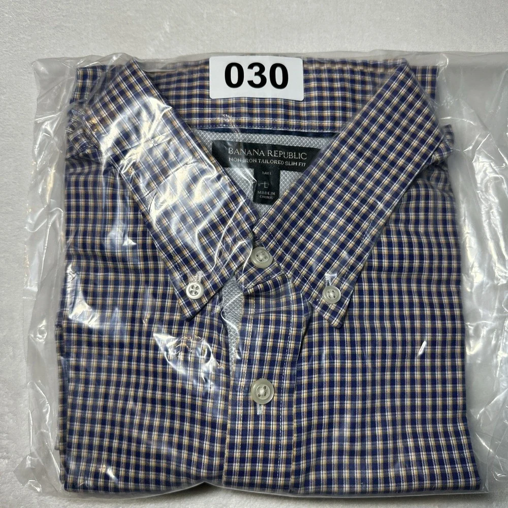 Banana Republic Mens Button Down Long Sleeve Gingham‎ Dress Shirt